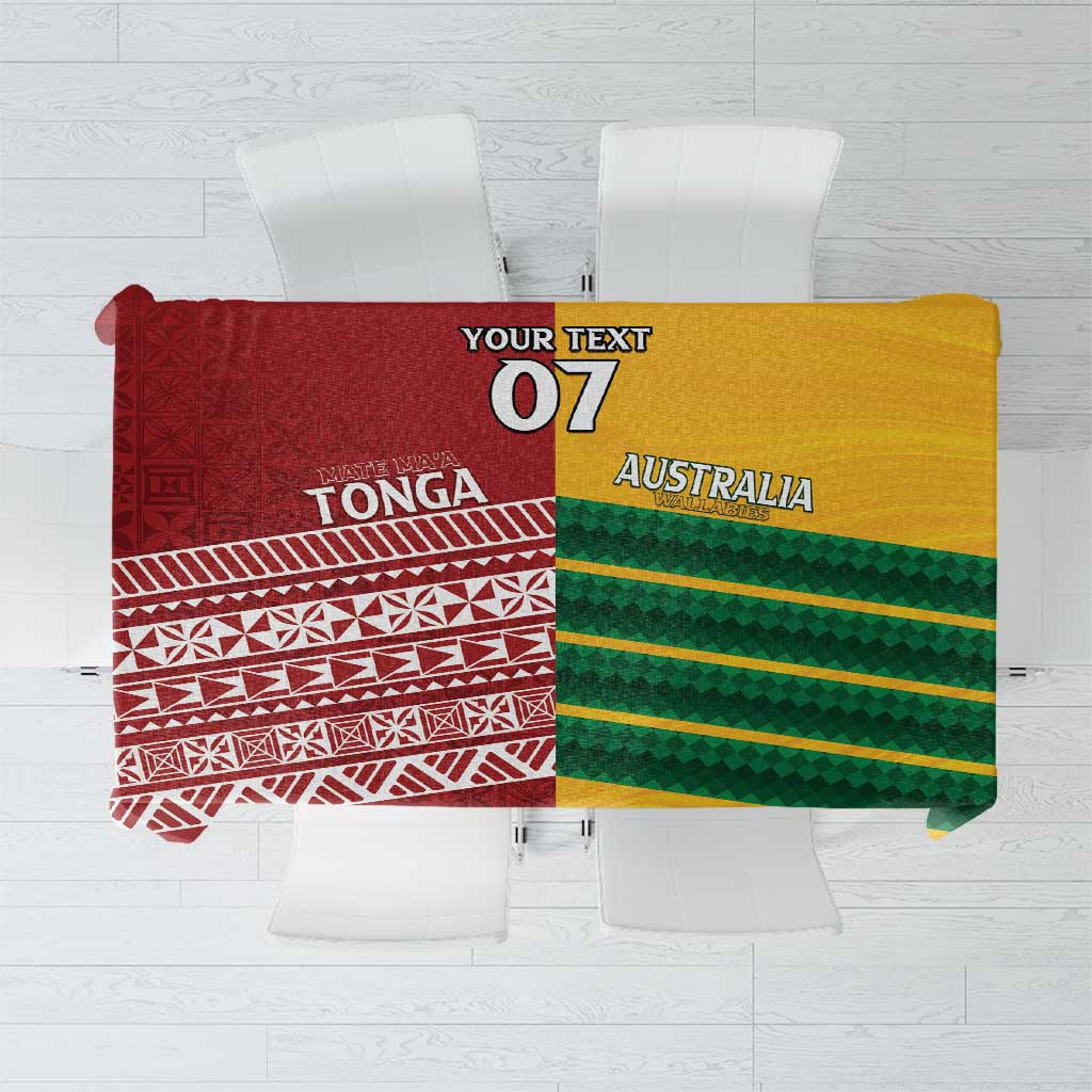 Australia - Tonga Rugby Custom Tablecloth Minimalist Dynamic