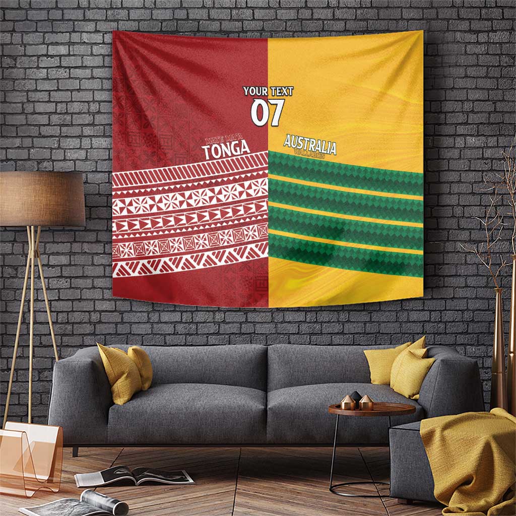 Australia - Tonga Rugby Custom Tapestry Minimalist Dynamic LT7 Colorful - Polynesian Pride