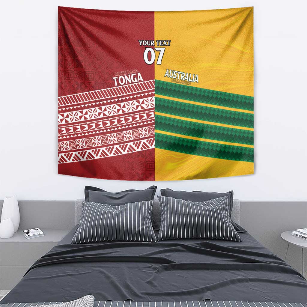 Australia - Tonga Rugby Custom Tapestry Minimalist Dynamic LT7 - Polynesian Pride