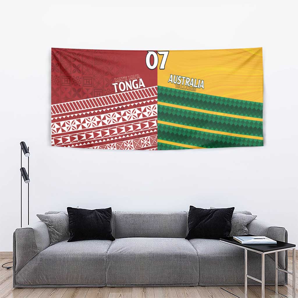 Australia - Tonga Rugby Custom Tapestry Minimalist Dynamic LT7 - Polynesian Pride