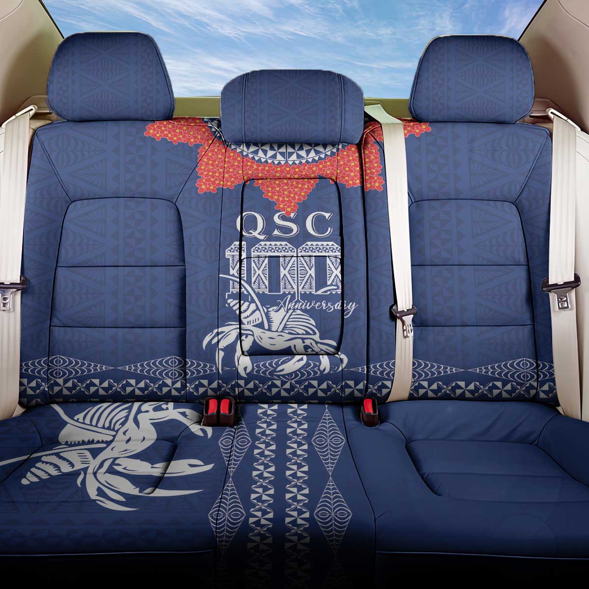 Queen Salote College 100 Years Anniversary Back Car Seat Cover Tonga QSC Royal Blue LT7 One Size Royal Blue - Polynesian Pride