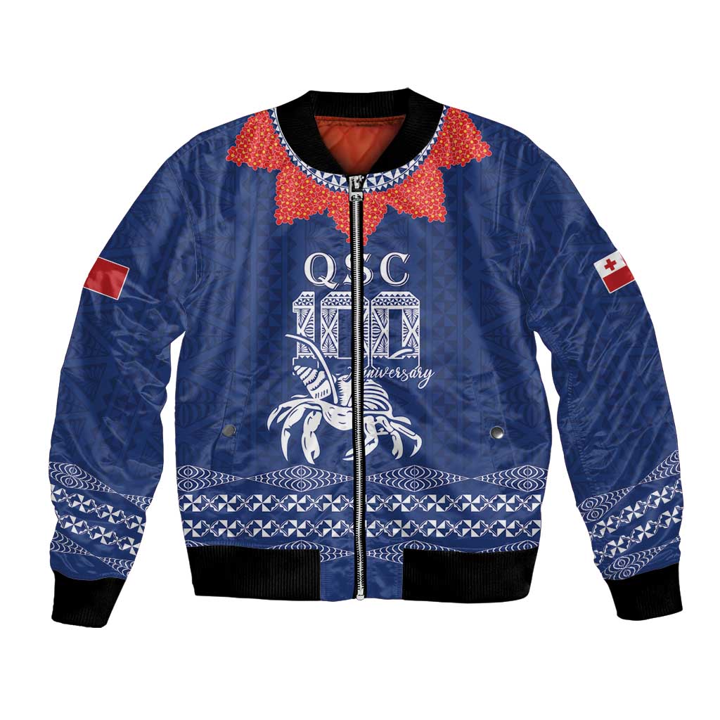 Queen Salote College 100 Years Anniversary Personalized Bomber Jacket Tonga QSC Royal Blue LT7 Unisex Royal Blue - Polynesian Pride