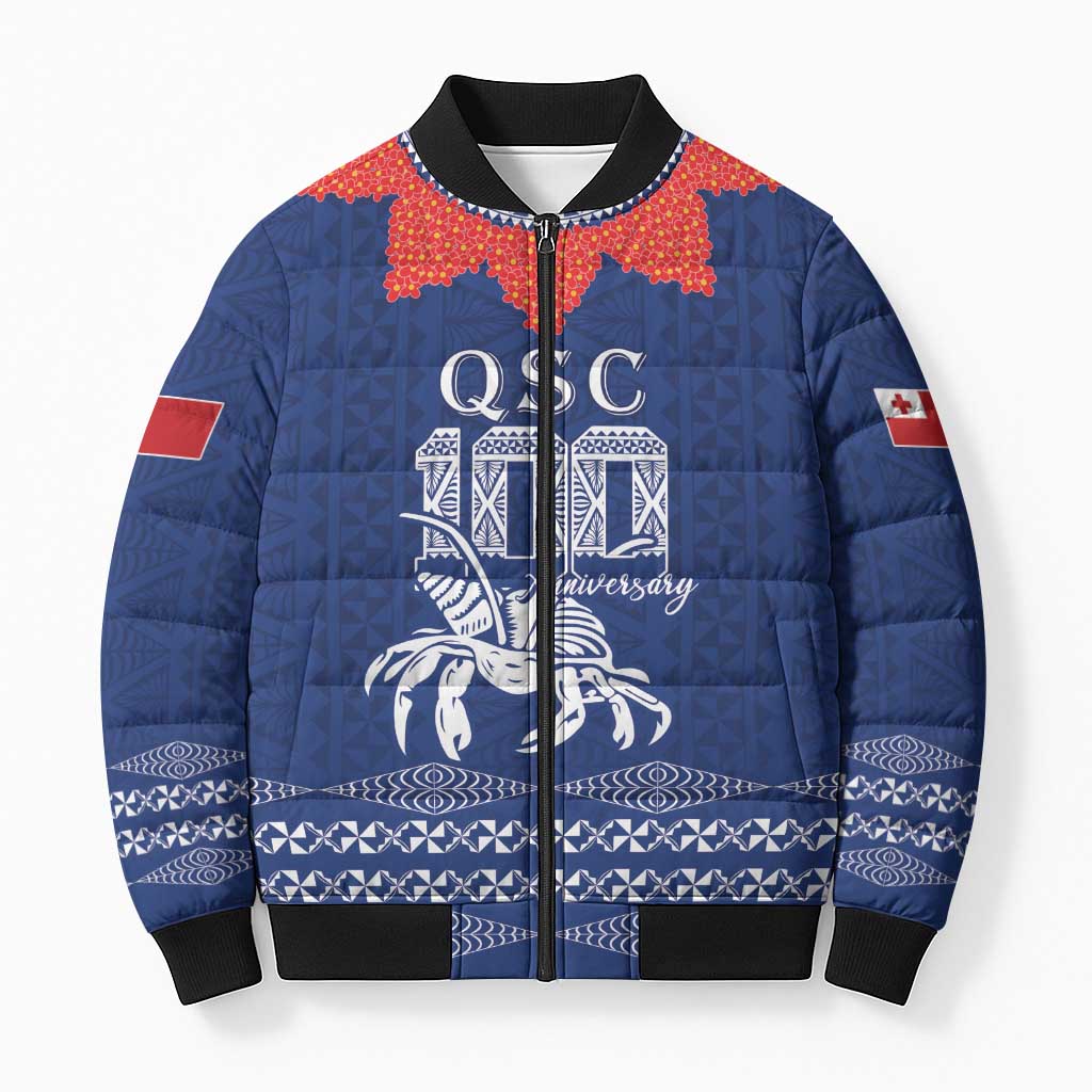 Queen Salote College 100 Years Anniversary Personalized Bomber Puffer Jacket Tonga QSC Royal Blue LT7 Unisex Royal Blue - Polynesian Pride