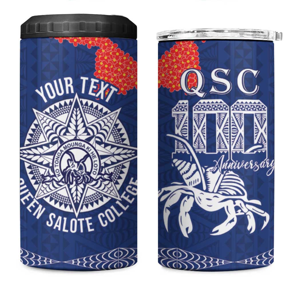 Queen Salote College 100 Years Anniversary Personalized 4 in 1 Can Cooler Tumbler Tonga QSC Royal Blue LT7 One Size: 16 oz Royal Blue - Polynesian Pride