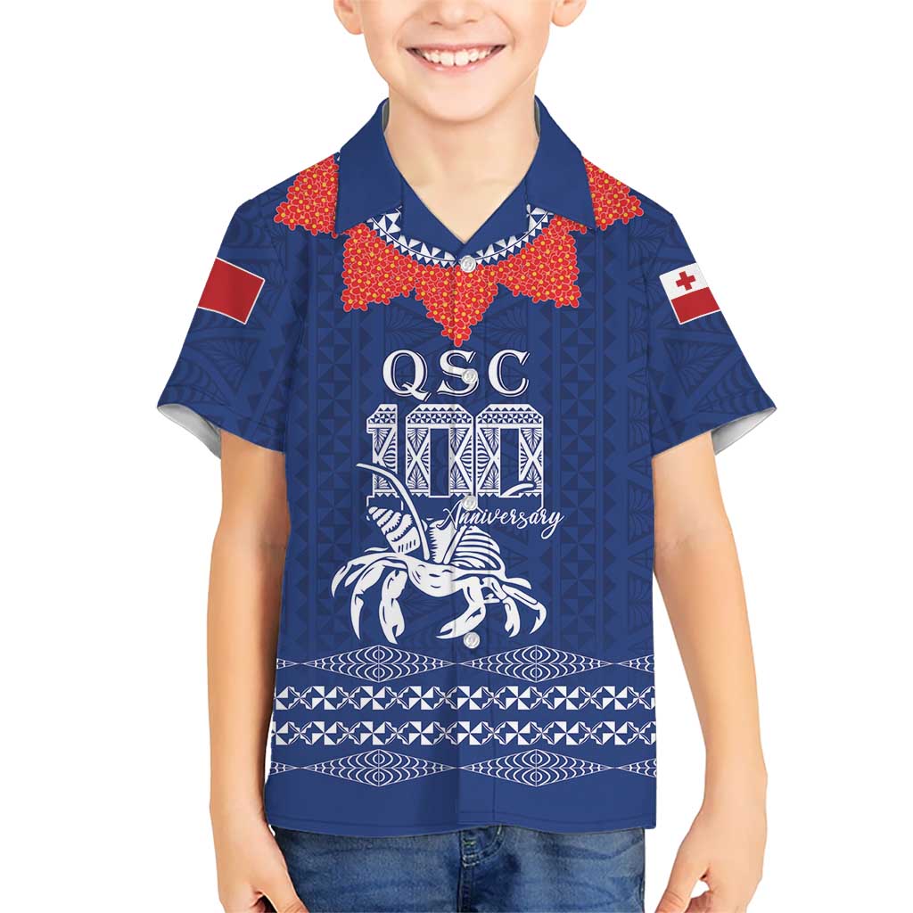 Queen Salote College 100 Years Anniversary Personalized Kid Hawaiian Shirt Tonga QSC Royal Blue LT7 Kid Royal Blue - Polynesian Pride