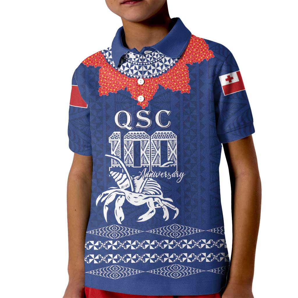 Queen Salote College 100 Years Anniversary Personalized Kid Polo Shirt Tonga QSC Royal Blue LT7 Kid Royal Blue - Polynesian Pride