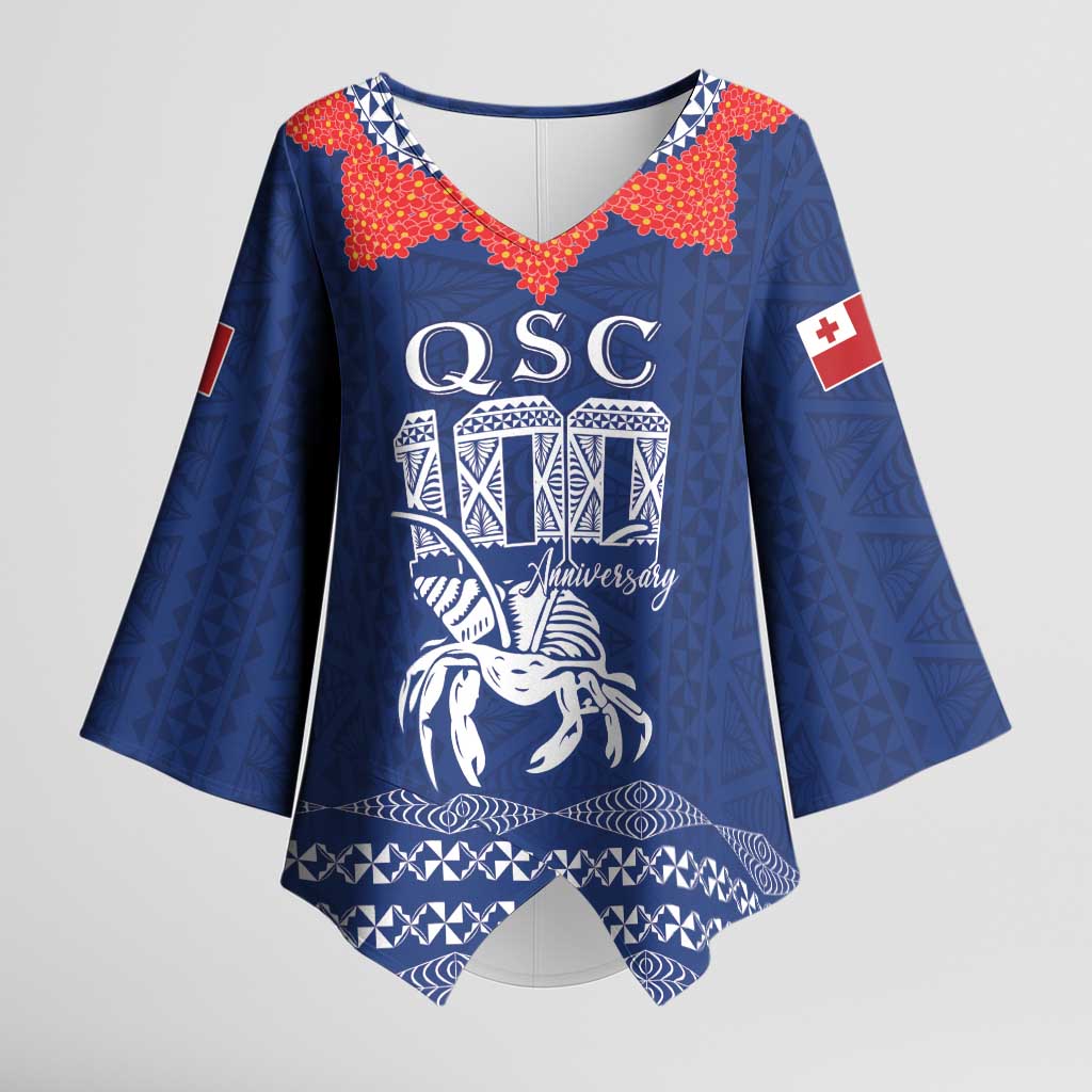 Queen Salote College 100 Years Anniversary Personalized Kimono Sleeve Blouse Tonga QSC Royal Blue LT7 Female Royal Blue - Polynesian Pride