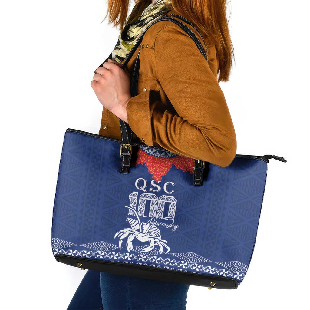 Queen Salote College 100 Years Anniversary Leather Tote Bag Tonga QSC Royal Blue LT7 Royal Blue - Polynesian Pride