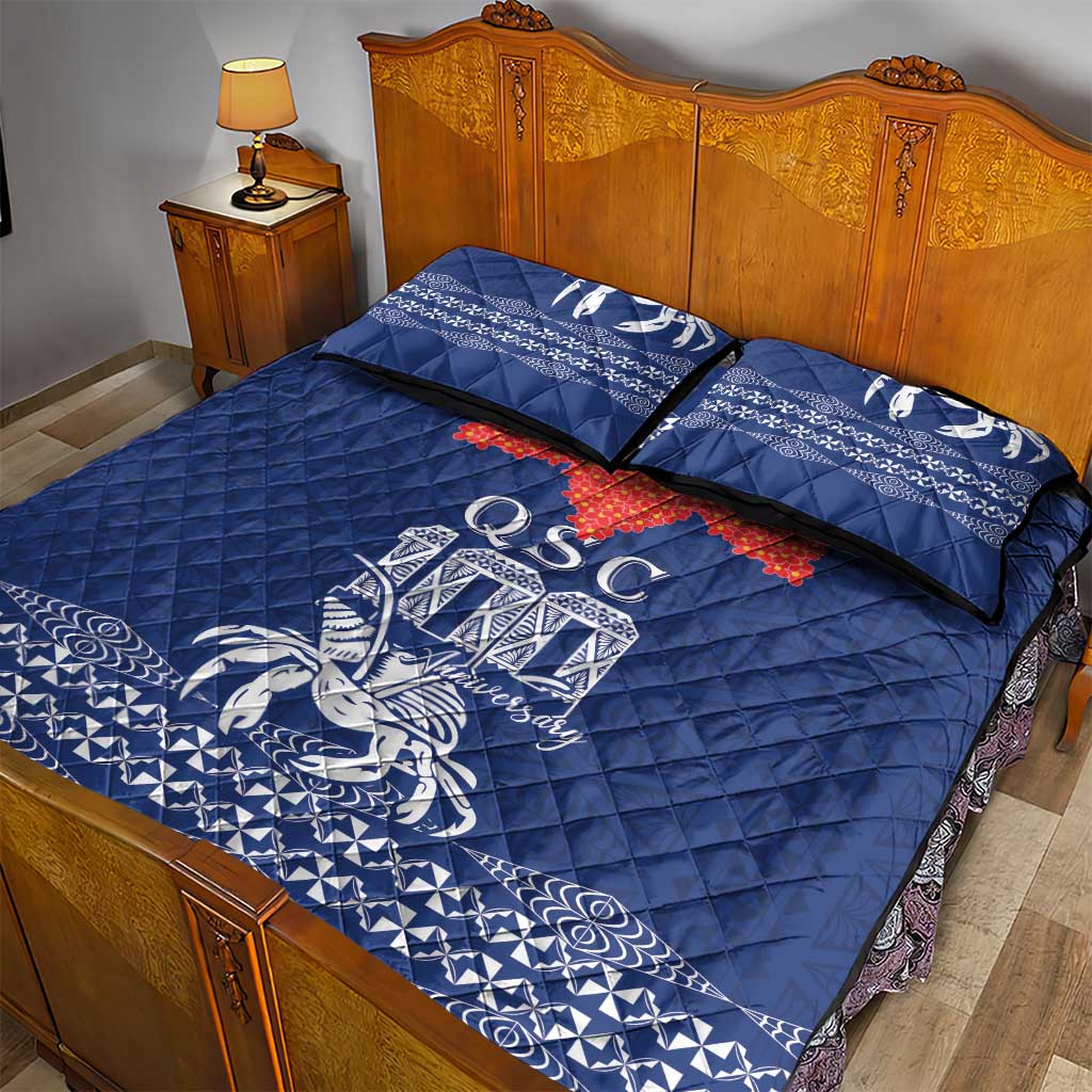 Queen Salote College 100 Years Anniversary Quilt Bed Set Tonga QSC Royal Blue LT7 - Polynesian Pride