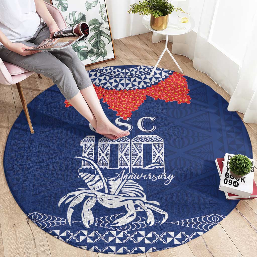 Queen Salote College 100 Years Anniversary Round Carpet Tonga QSC Royal Blue LT7 - Polynesian Pride