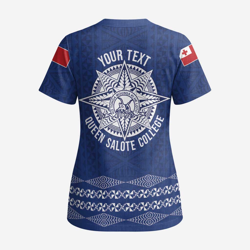 Queen Salote College 100 Years Anniversary Personalized Scrub Top Tonga QSC Royal Blue LT7 - Polynesian Pride