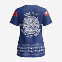 Queen Salote College 100 Years Anniversary Personalized Scrub Top Tonga QSC Royal Blue LT7 - Polynesian Pride