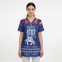 Queen Salote College 100 Years Anniversary Personalized Scrub Top Tonga QSC Royal Blue LT7 - Polynesian Pride
