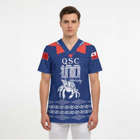 Queen Salote College 100 Years Anniversary Personalized Scrub Top Tonga QSC Royal Blue LT7 - Polynesian Pride