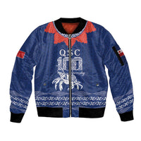 Queen Salote College 100 Years Anniversary Personalized Sleeve Zip Bomber Jacket Tonga QSC Royal Blue LT7 Unisex Royal Blue - Polynesian Pride
