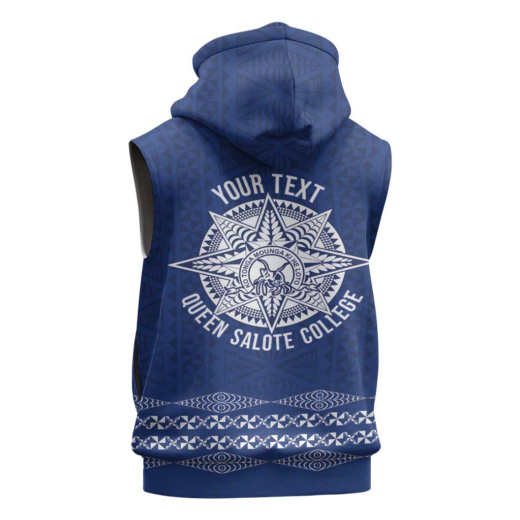 Queen Salote College 100 Years Anniversary Personalized Sleeveless Zip Hoodie Tonga QSC Royal Blue LT7 - Polynesian Pride