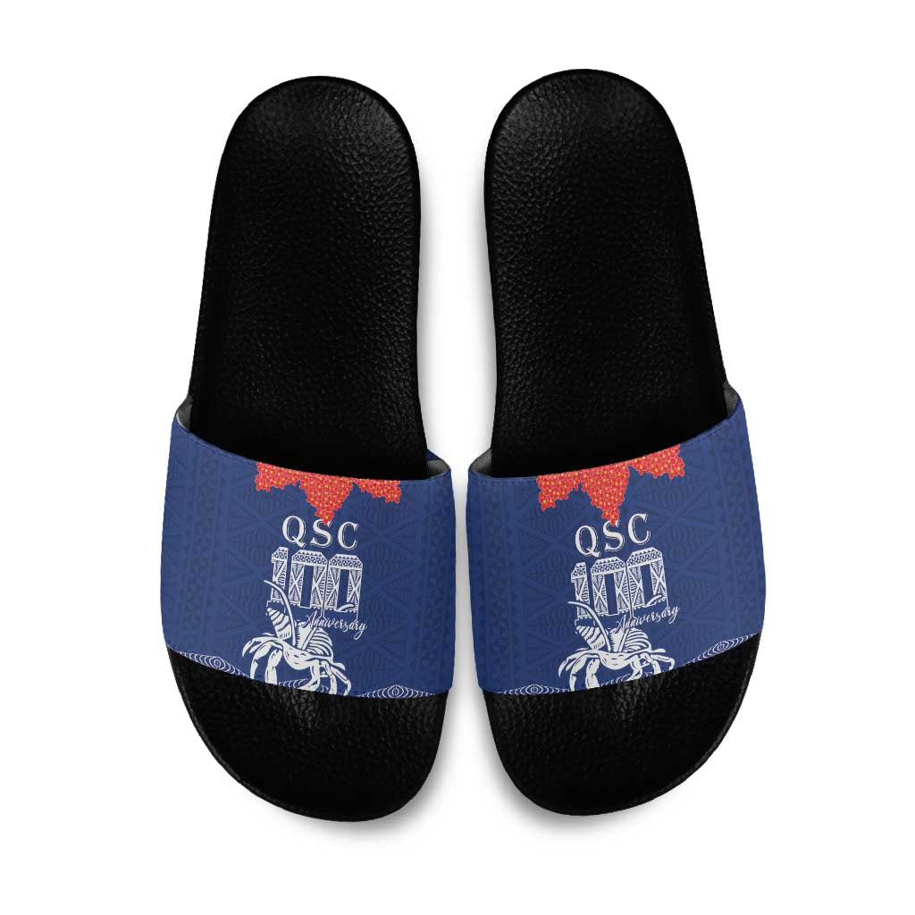 Queen Salote College 100 Years Anniversary Slide Sandals Tonga QSC Royal Blue LT7 Royal Blue - Polynesian Pride
