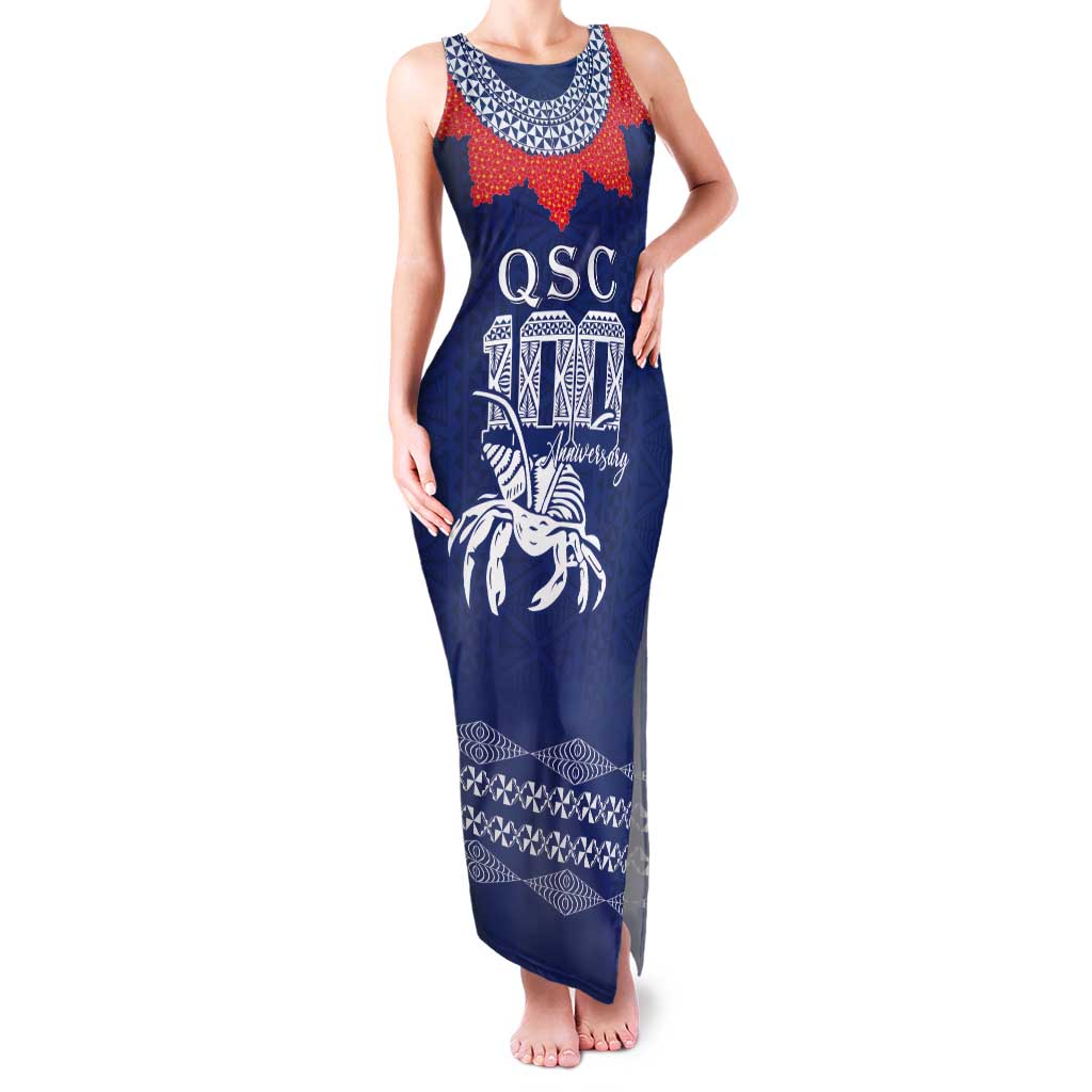 Queen Salote College 100 Years Anniversary Personalized Tank Maxi Dress Tonga QSC Royal Blue LT7 Women Royal Blue - Polynesian Pride