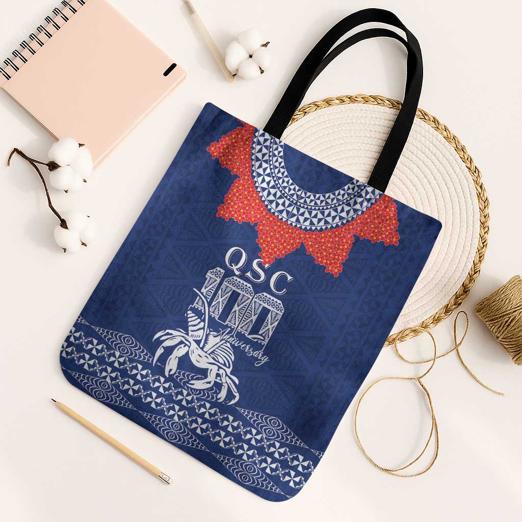 Queen Salote College 100 Years Anniversary Tote Bag Tonga QSC Royal Blue LT7 Black Strap One Size Royal Blue - Polynesian Pride