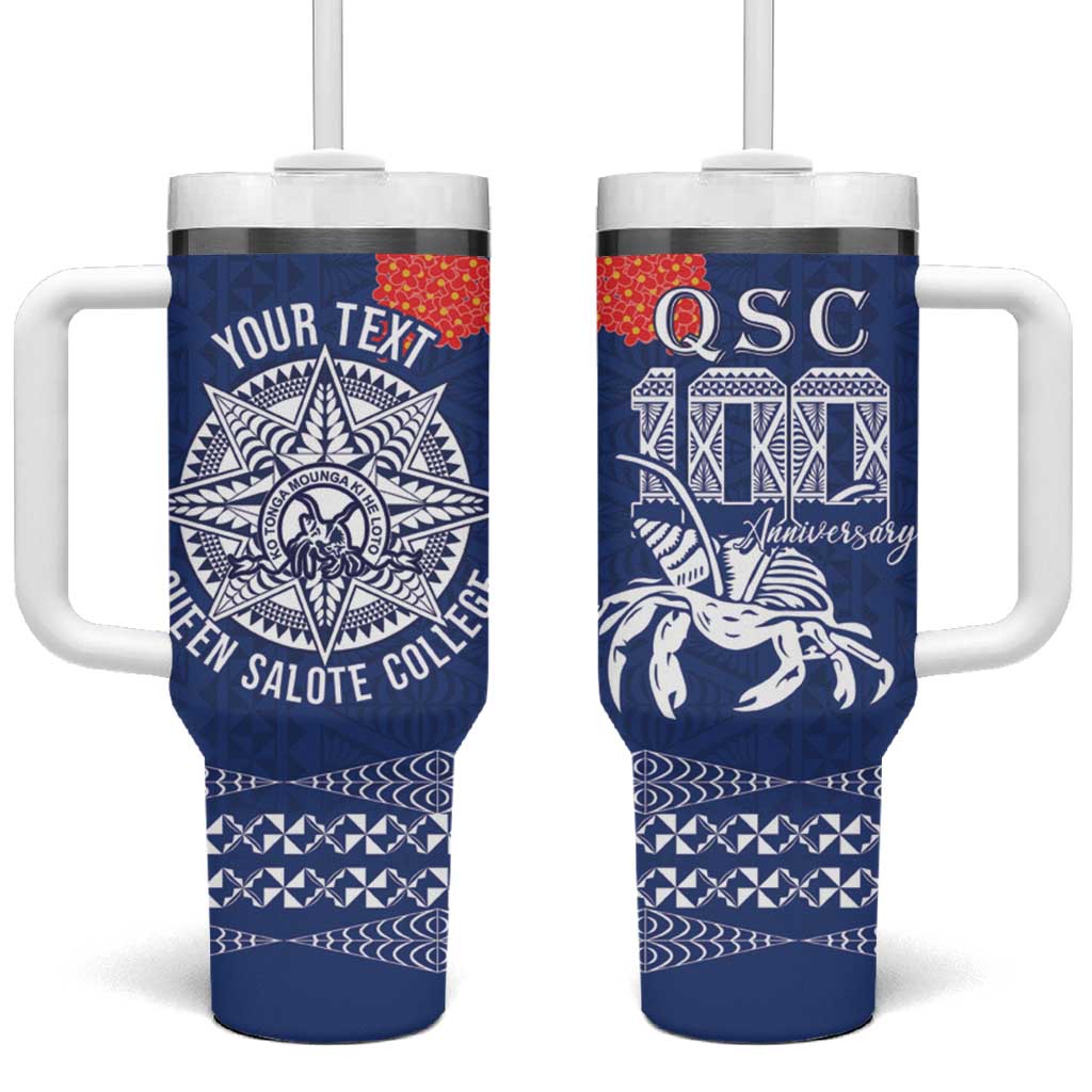 Queen Salote College 100 Years Anniversary Personalized Tumbler With Handle Tonga QSC Royal Blue LT7 One Size: 40 oz Royal Blue - Polynesian Pride