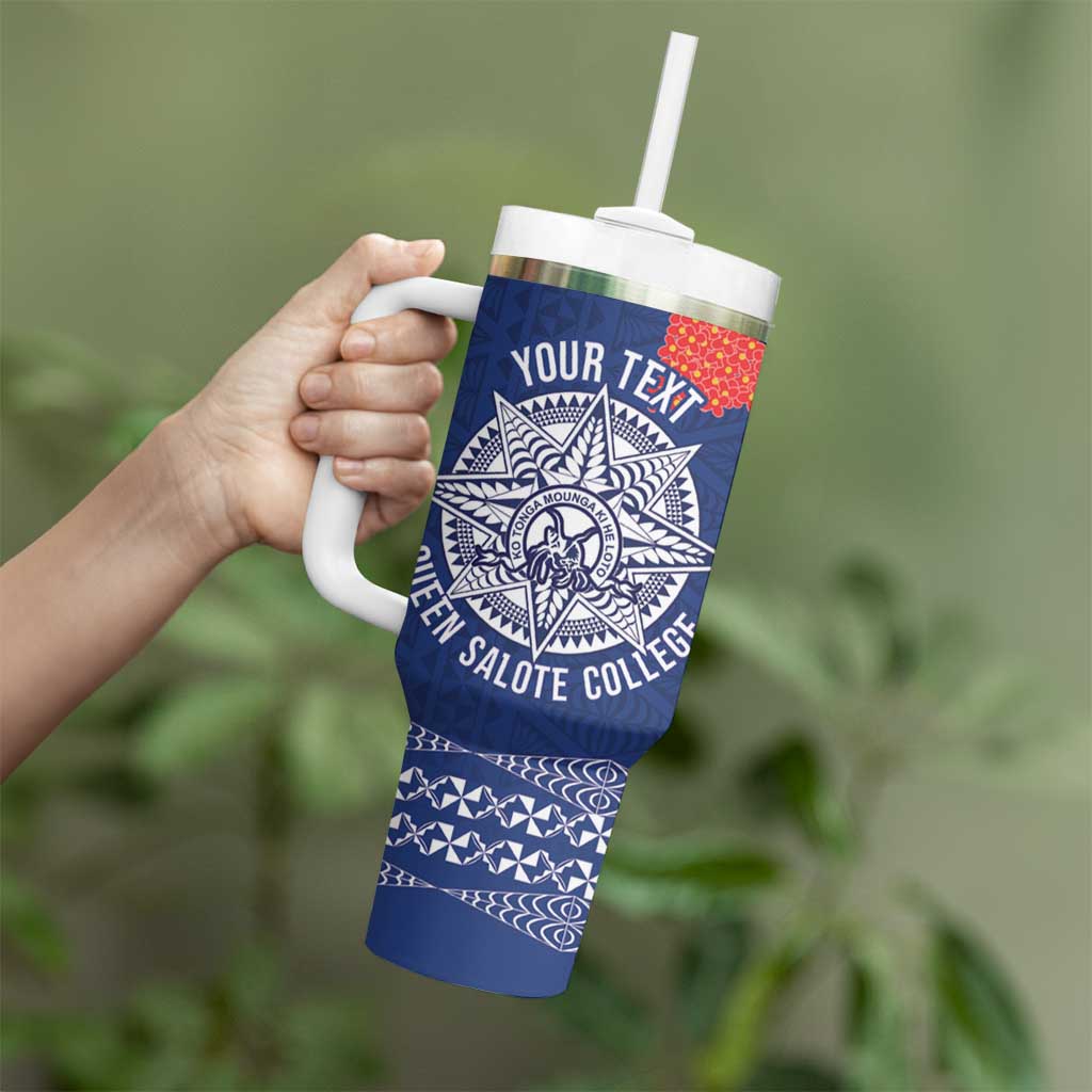 Queen Salote College 100 Years Anniversary Personalized Tumbler With Handle Tonga QSC Royal Blue LT7 - Polynesian Pride