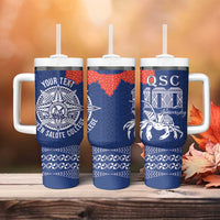 Queen Salote College 100 Years Anniversary Personalized Tumbler With Handle Tonga QSC Royal Blue LT7 - Polynesian Pride