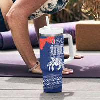 Queen Salote College 100 Years Anniversary Personalized Tumbler With Handle Tonga QSC Royal Blue LT7 - Polynesian Pride