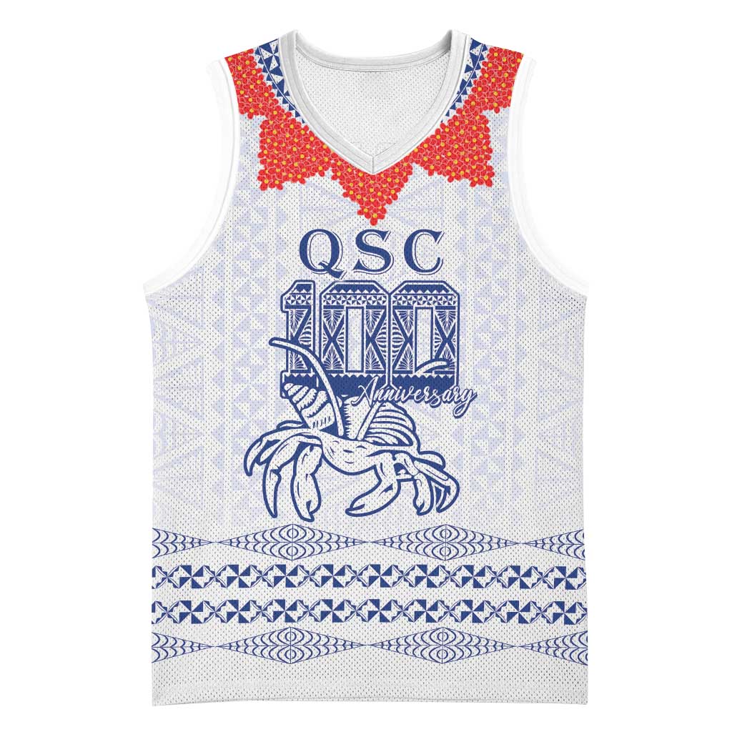 Queen Salote College 100 Years Anniversary Personalized Basketball Jersey Tonga QSC White LT7 Unisex White - Polynesian Pride