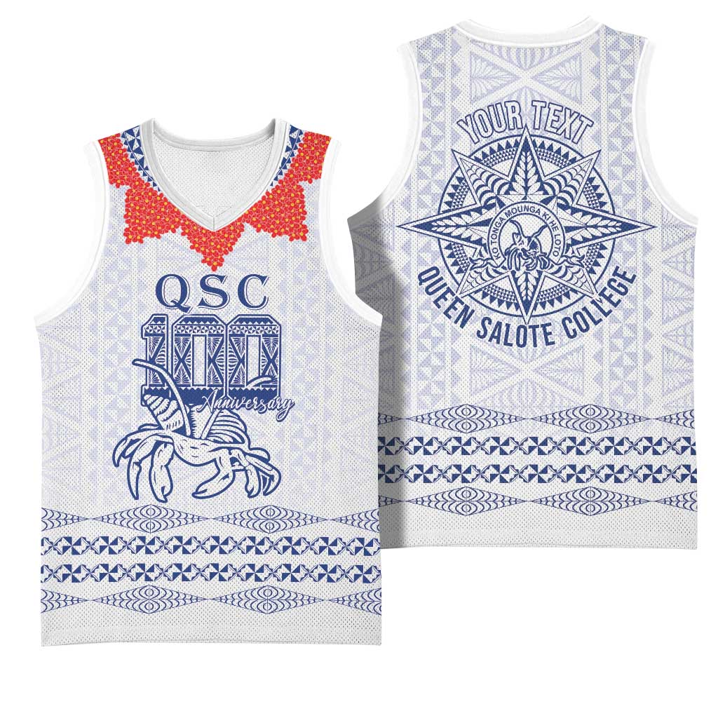 Queen Salote College 100 Years Anniversary Personalized Basketball Jersey Tonga QSC White LT7 - Polynesian Pride