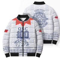 Queen Salote College 100 Years Anniversary Personalized Bomber Puffer Jacket Tonga QSC White LT7 - Polynesian Pride