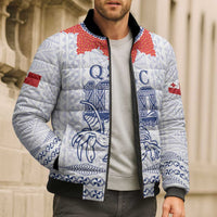Queen Salote College 100 Years Anniversary Personalized Bomber Puffer Jacket Tonga QSC White LT7 - Polynesian Pride