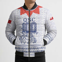 Queen Salote College 100 Years Anniversary Personalized Bomber Puffer Jacket Tonga QSC White LT7 - Polynesian Pride