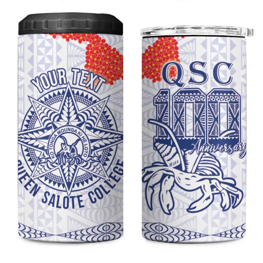 Queen Salote College 100 Years Anniversary Personalized 4 in 1 Can Cooler Tumbler Tonga QSC White LT7 One Size: 16 oz White - Polynesian Pride