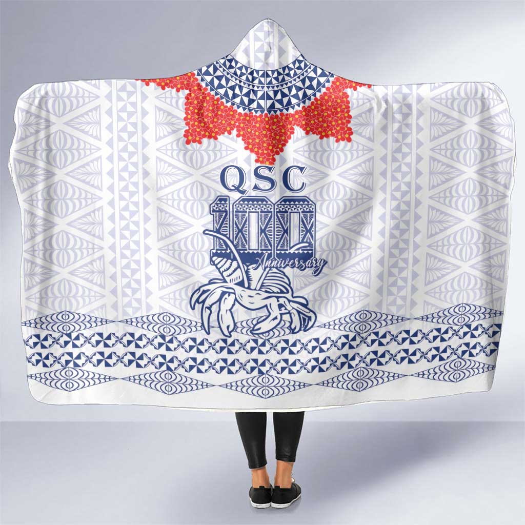 Queen Salote College 100 Years Anniversary Hooded Blanket Tonga QSC White LT7 One Size White - Polynesian Pride