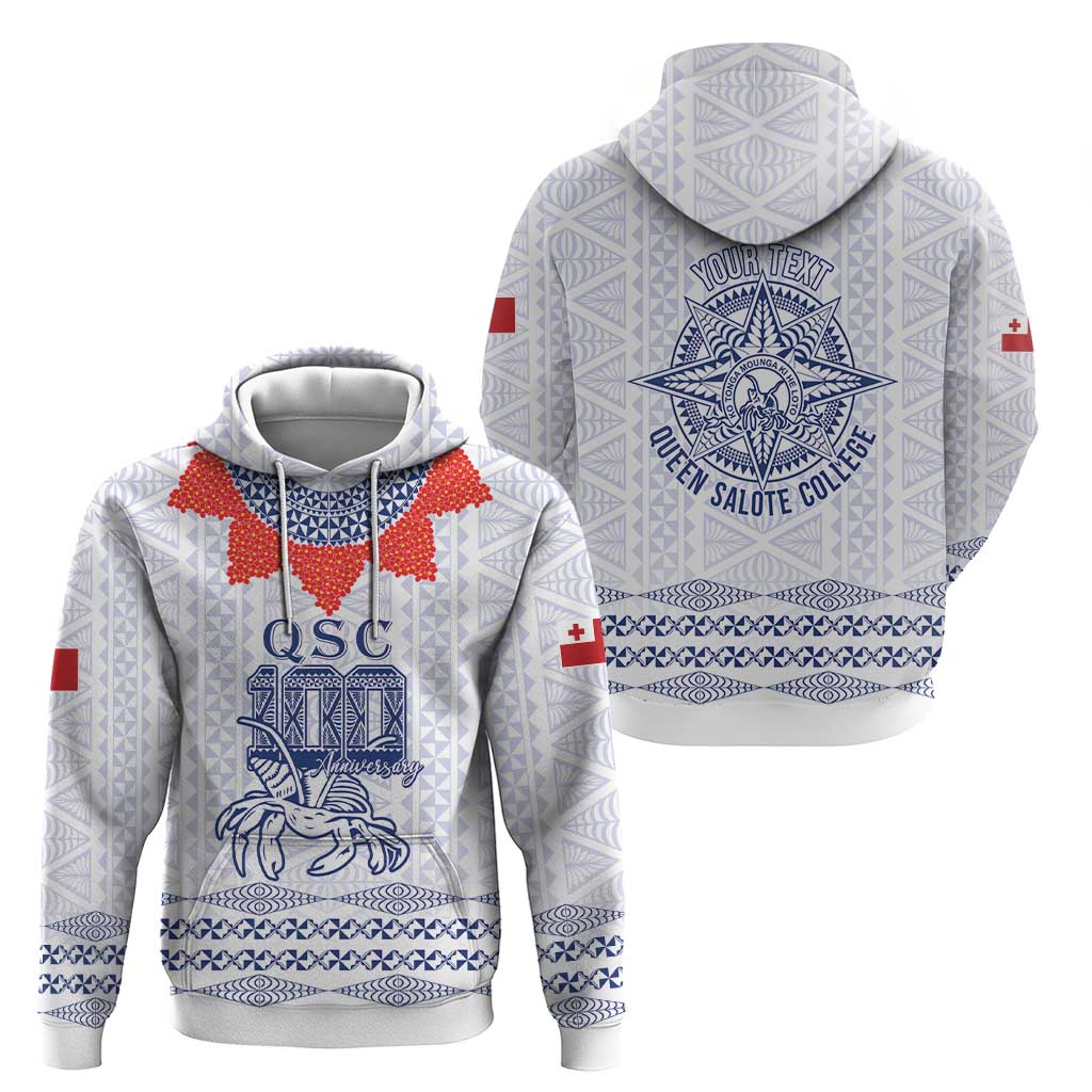 Queen Salote College 100 Years Anniversary Personalized Hoodie Tonga QSC White LT7 - Polynesian Pride