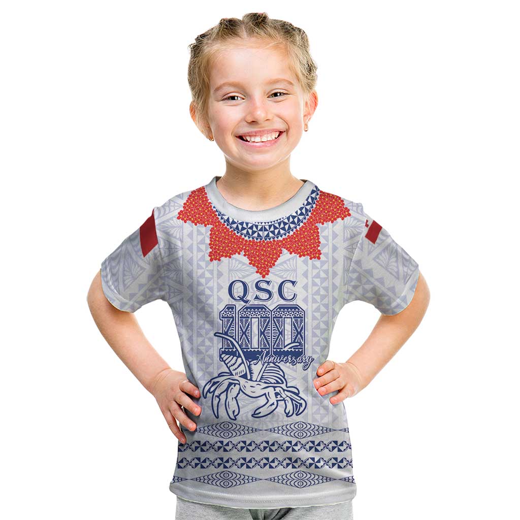 Queen Salote College 100 Years Anniversary Personalized Kid T Shirt Tonga QSC White LT7 White - Polynesian Pride