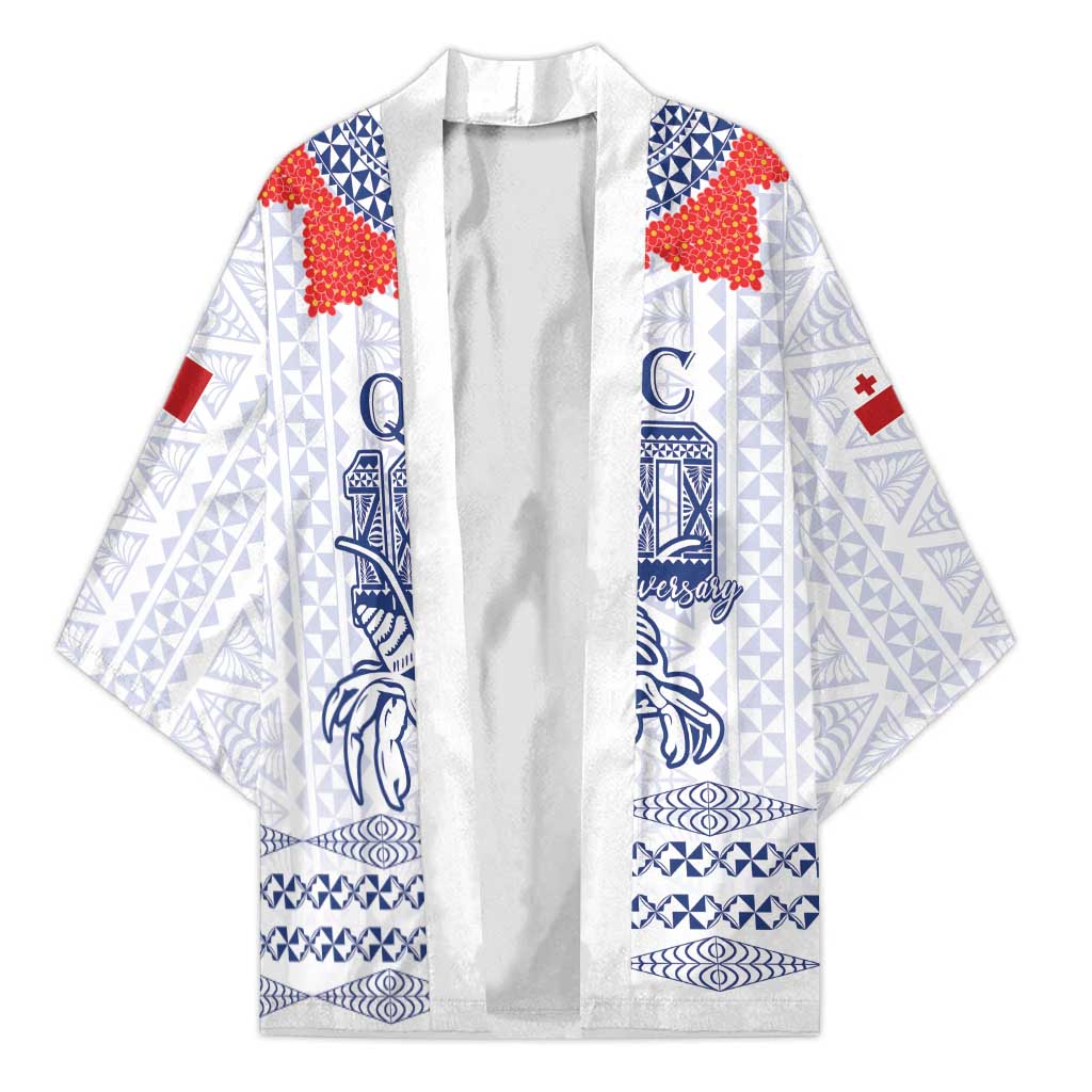 Queen Salote College 100 Years Anniversary Personalized Kimono Tonga QSC White LT7 Unisex White - Polynesian Pride