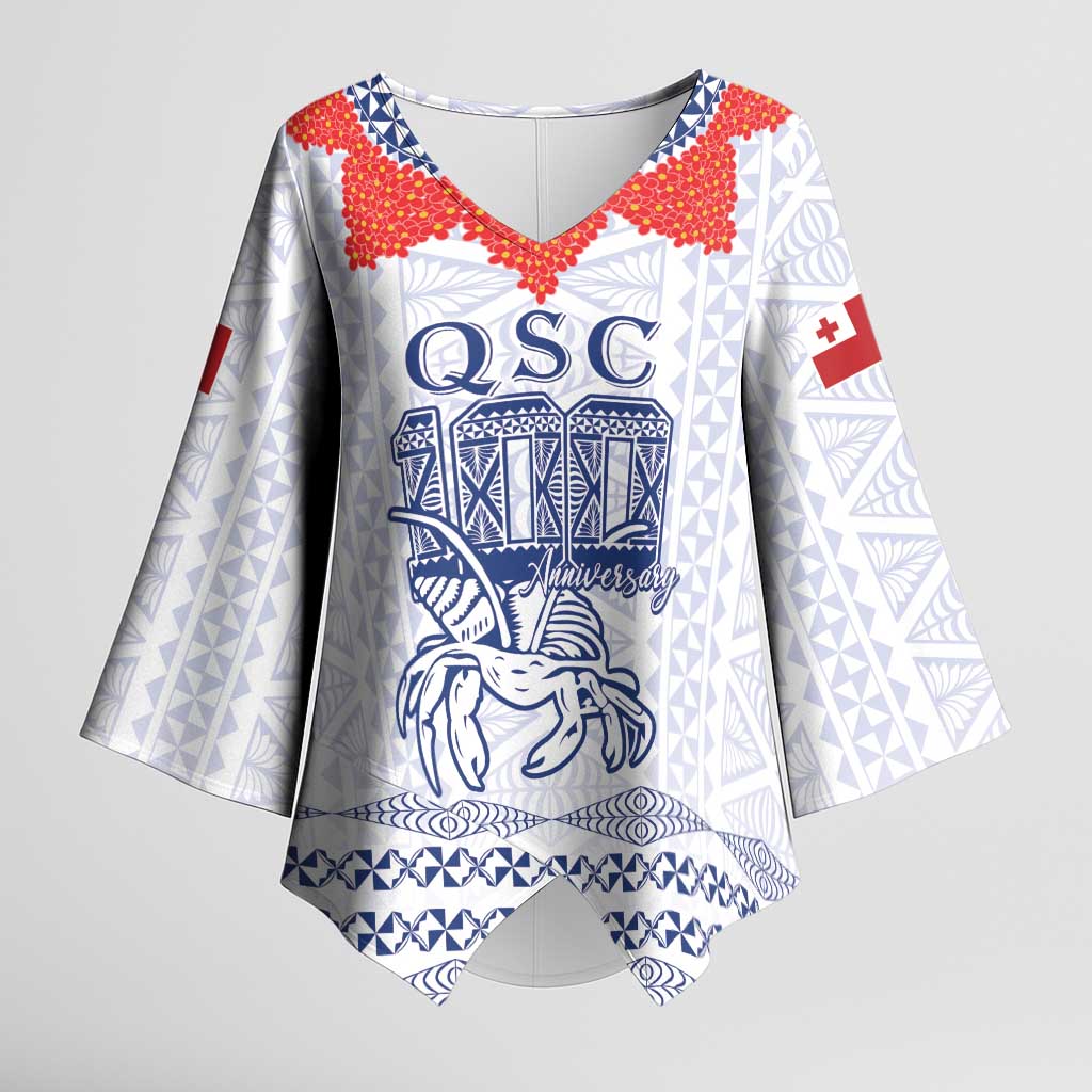 Queen Salote College 100 Years Anniversary Personalized Kimono Sleeve Blouse Tonga QSC White LT7 Female White - Polynesian Pride