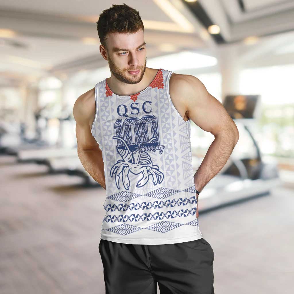 Queen Salote College 100 Years Anniversary Personalized Men Tank Top Tonga QSC White LT7 White - Polynesian Pride
