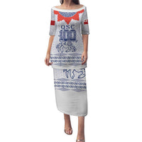 Queen Salote College 100 Years Anniversary Personalized Puletasi Tonga QSC White LT7 Long Dress White - Polynesian Pride