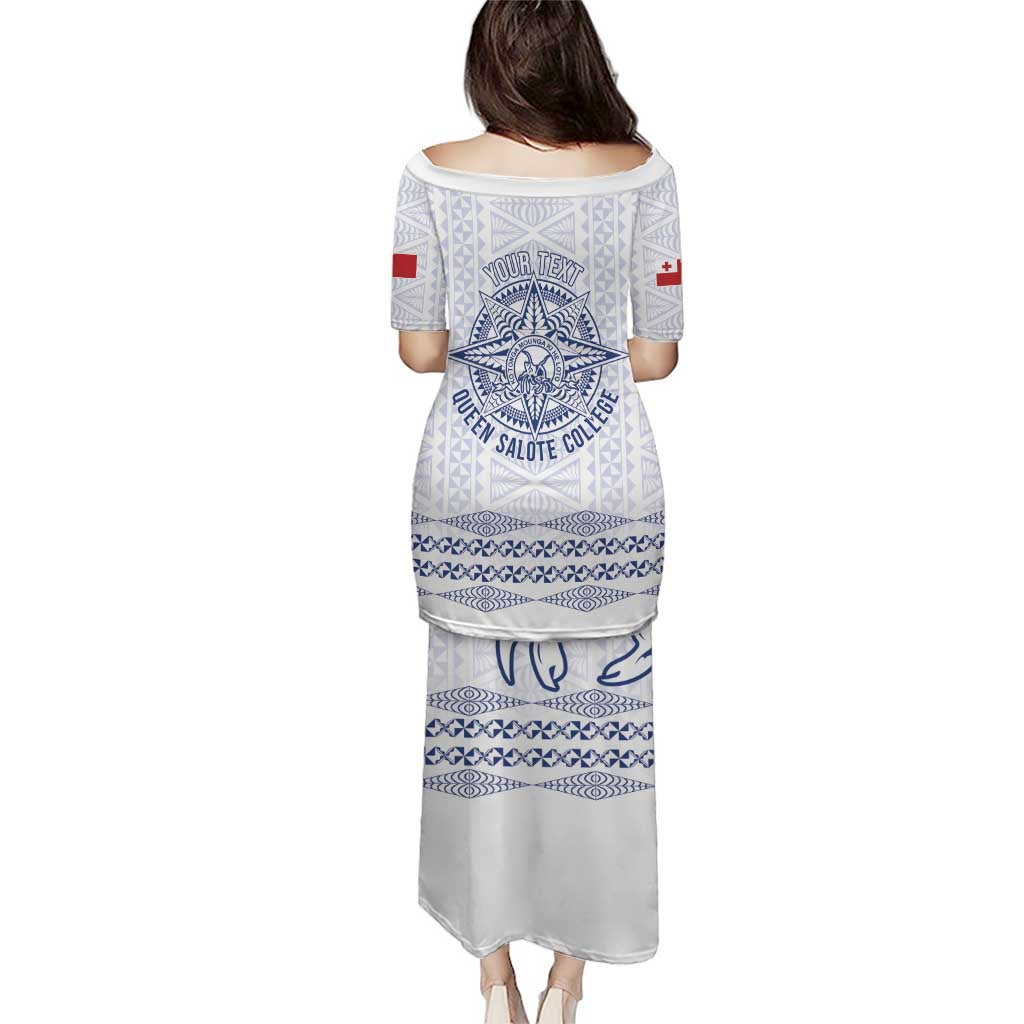 Queen Salote College 100 Years Anniversary Personalized Puletasi Tonga QSC White LT7 - Polynesian Pride
