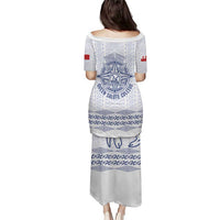 Queen Salote College 100 Years Anniversary Personalized Puletasi Tonga QSC White LT7 - Polynesian Pride
