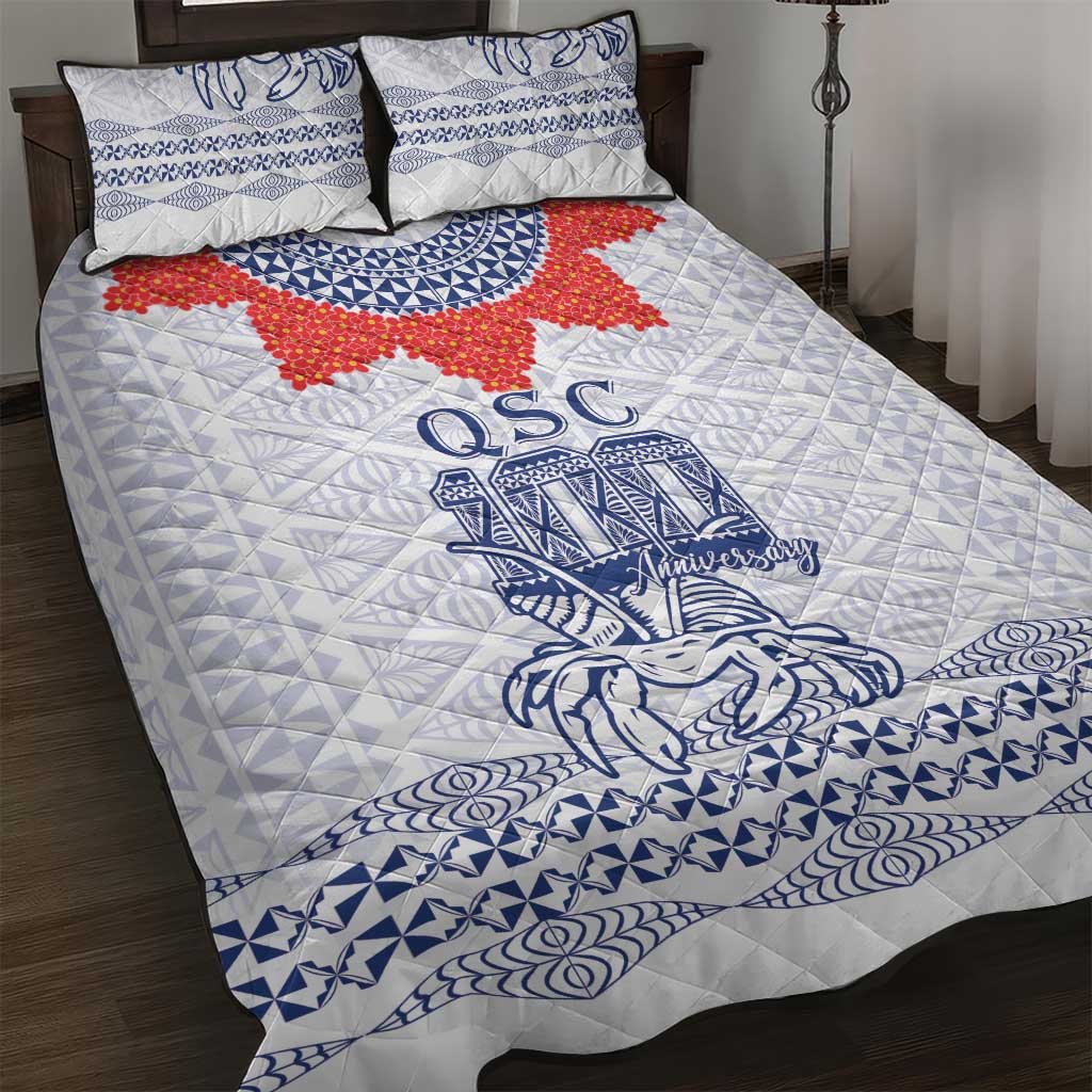 Queen Salote College 100 Years Anniversary Quilt Bed Set Tonga QSC White LT7 White - Polynesian Pride