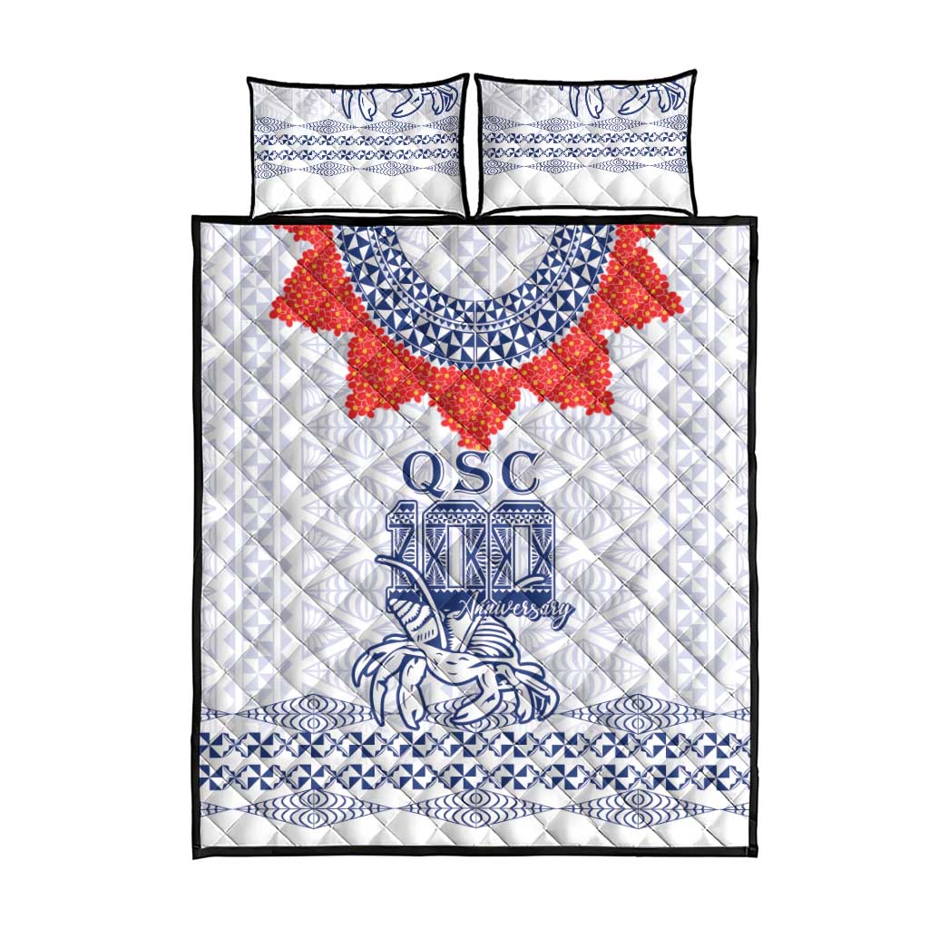 Queen Salote College 100 Years Anniversary Quilt Bed Set Tonga QSC White LT7 - Polynesian Pride
