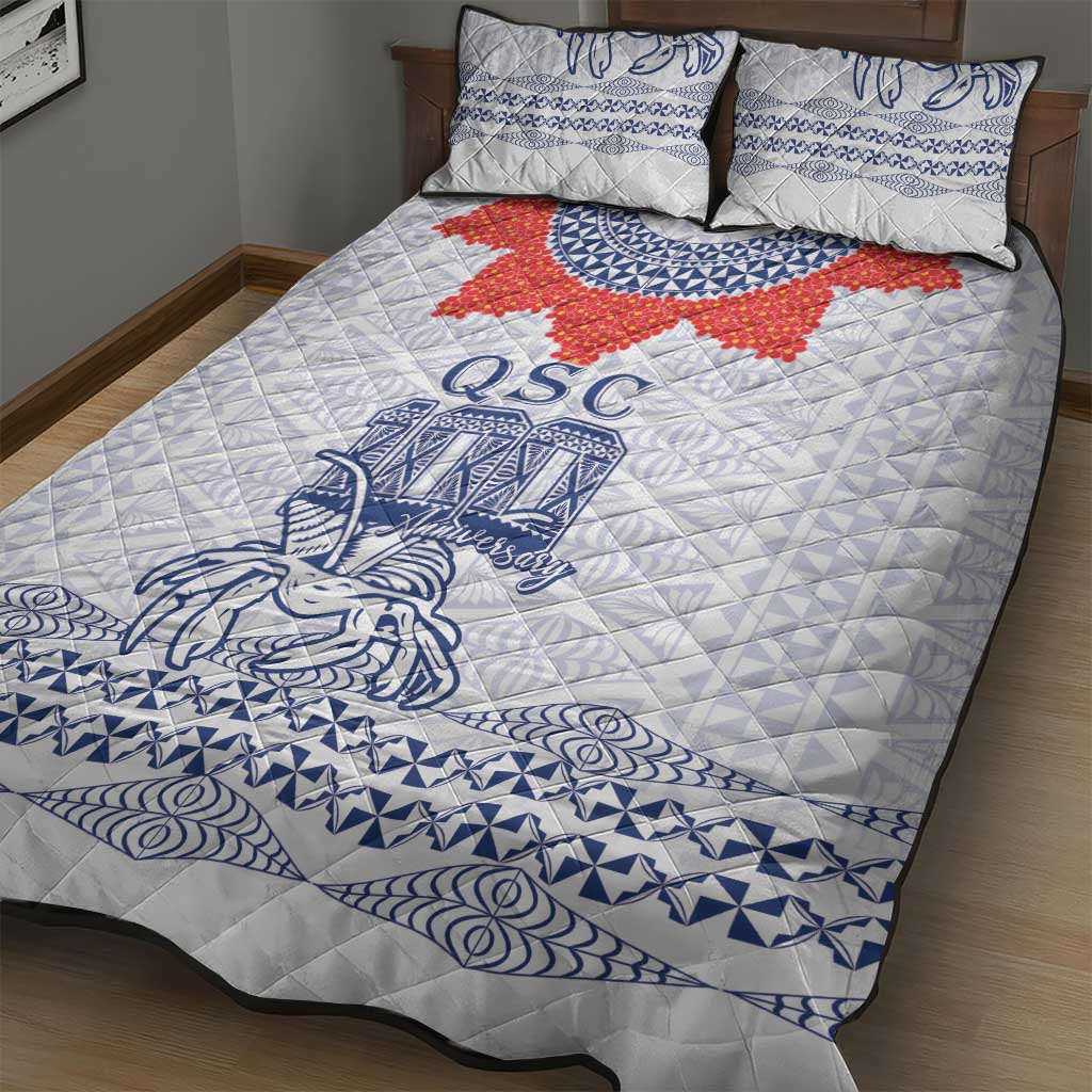 Queen Salote College 100 Years Anniversary Quilt Bed Set Tonga QSC White LT7 - Polynesian Pride