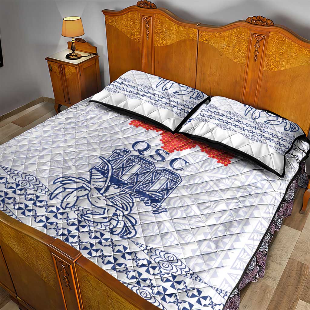 Queen Salote College 100 Years Anniversary Quilt Bed Set Tonga QSC White LT7 - Polynesian Pride