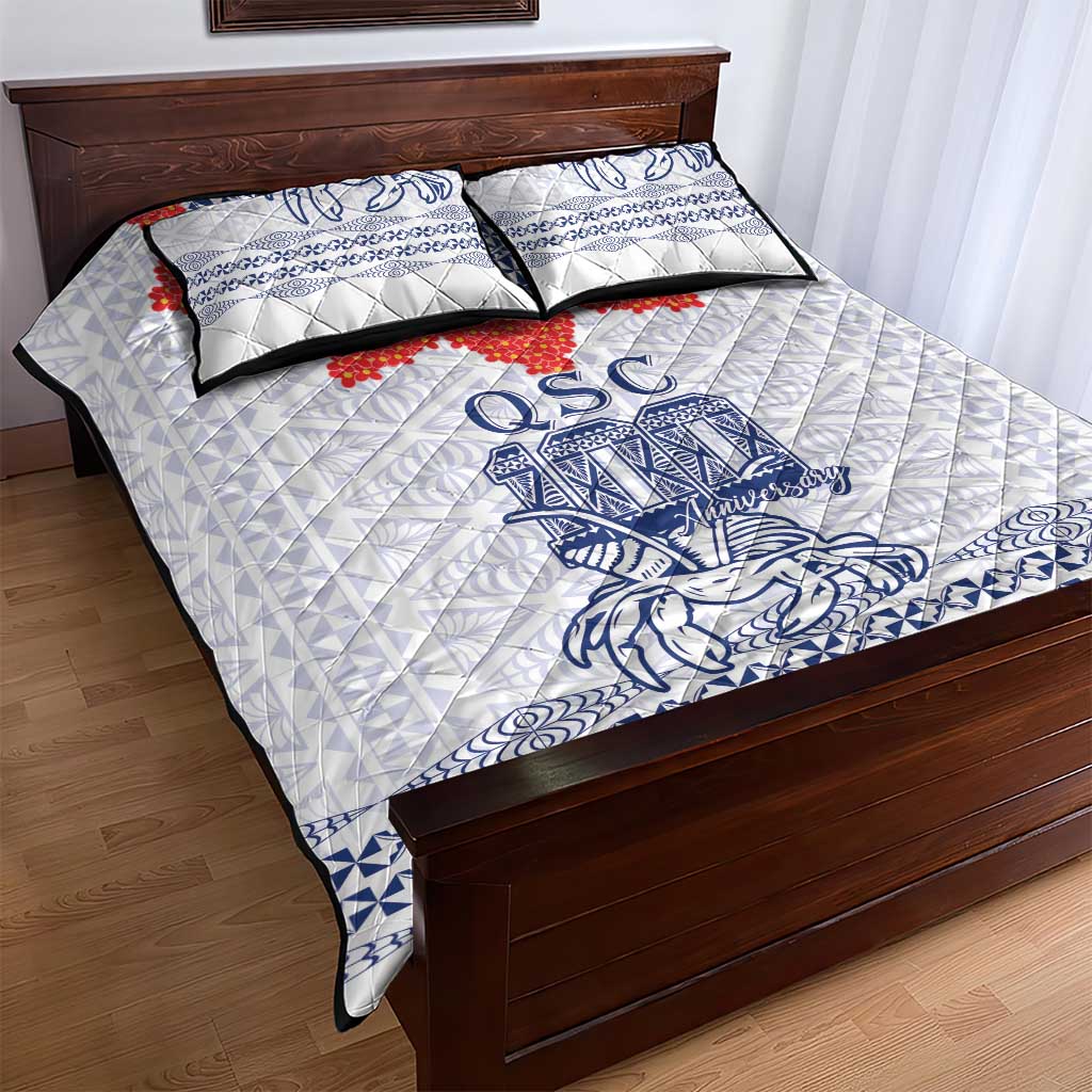 Queen Salote College 100 Years Anniversary Quilt Bed Set Tonga QSC White LT7 - Polynesian Pride