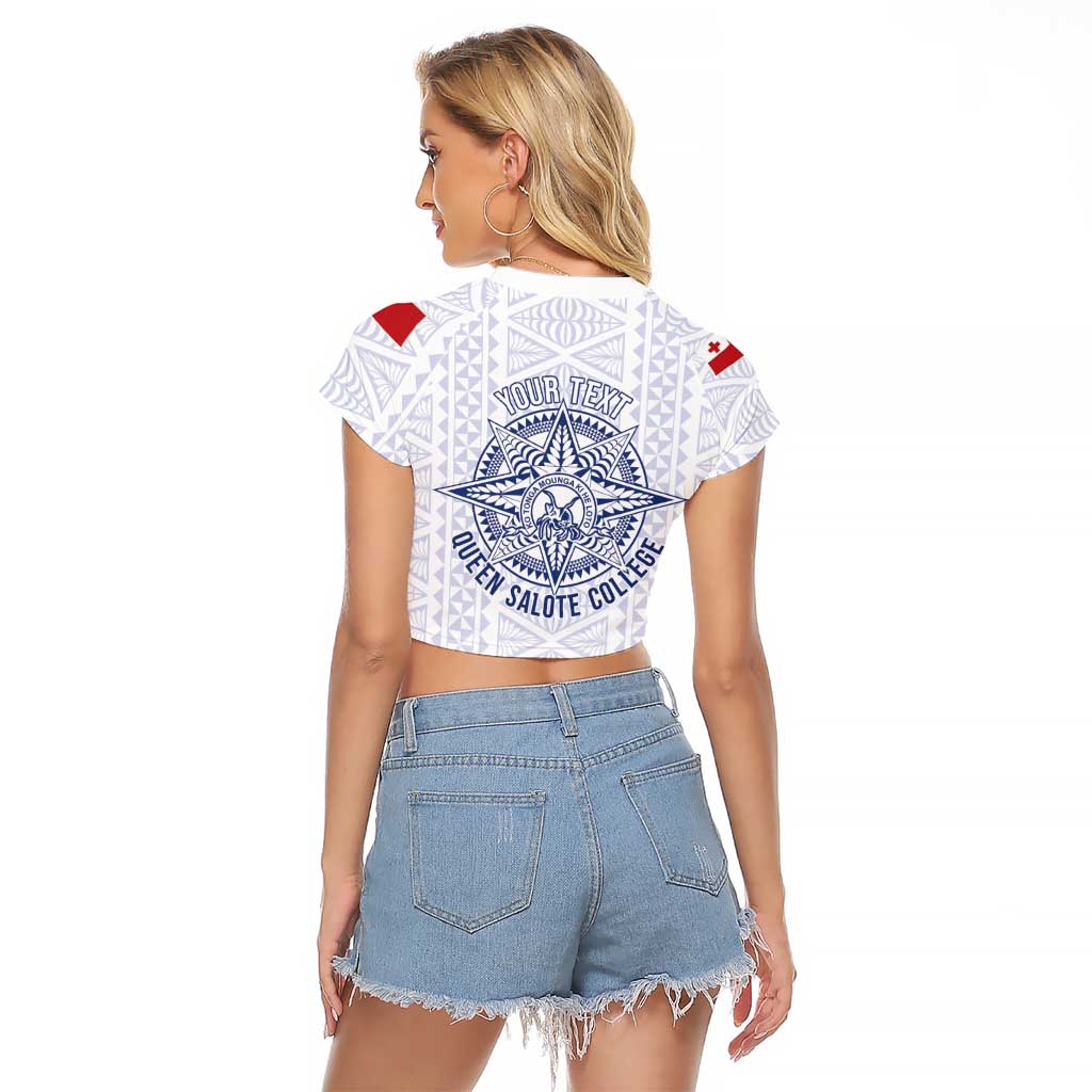 Queen Salote College 100 Years Anniversary Personalized Raglan Cropped T Shirt Tonga QSC White LT7 - Polynesian Pride