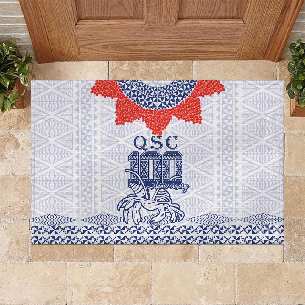 Queen Salote College 100 Years Anniversary Rubber Doormat Tonga QSC White LT7 White - Polynesian Pride