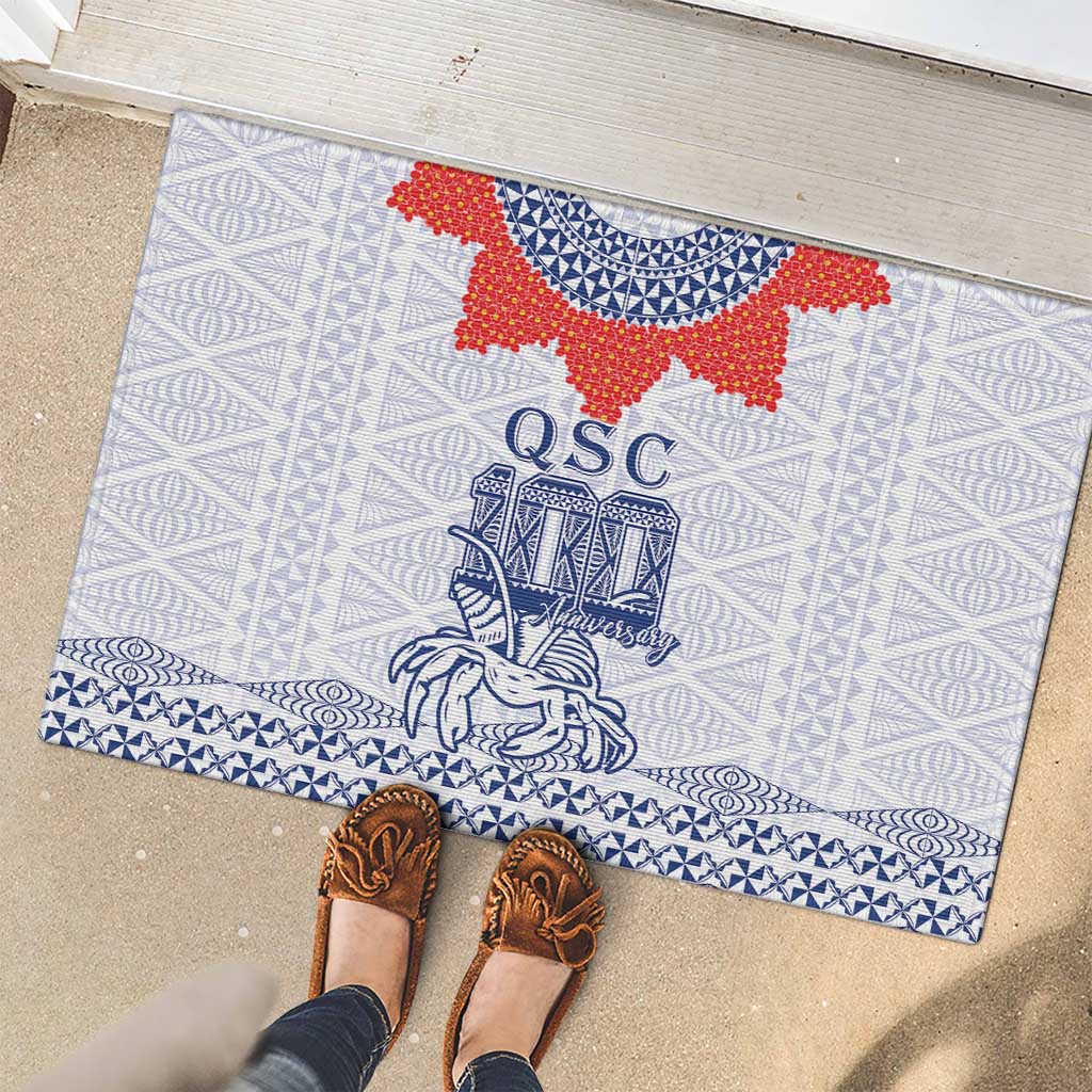 Queen Salote College 100 Years Anniversary Rubber Doormat Tonga QSC White LT7 - Polynesian Pride